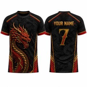 Black Dragon Custom Football Jersey Front and Back with Personalized Name and Number