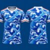 Ocean Wave Camo Custom Football Jersey | Blue Graphic Football Jersey