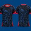 Black Red Anime Signature Custom Football Jersey | Graphic Sports Jersey