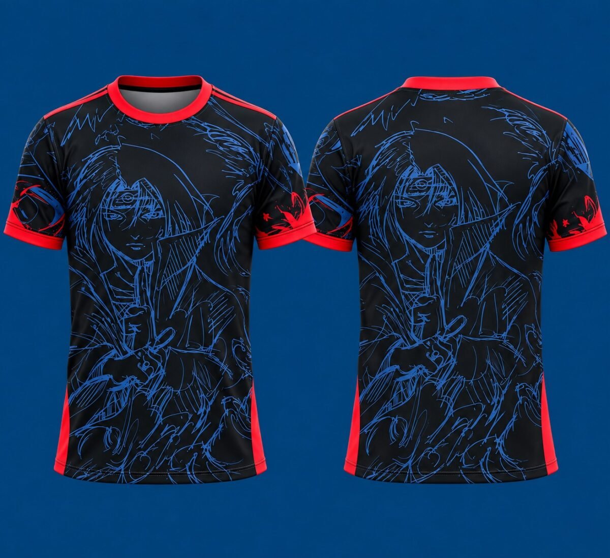 BLACK RED ANIME SIGNATURE CUSTOM FOOTBALL JERSEY | GRAPHIC SPORTS JERSEY 1 Black Red Anime Signature Custom Football Jersey | Graphic Sports Jersey