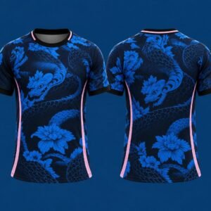 Blue Dragon Blossom Custom Football Jersey | Japanese-Inspired Sports Jersey