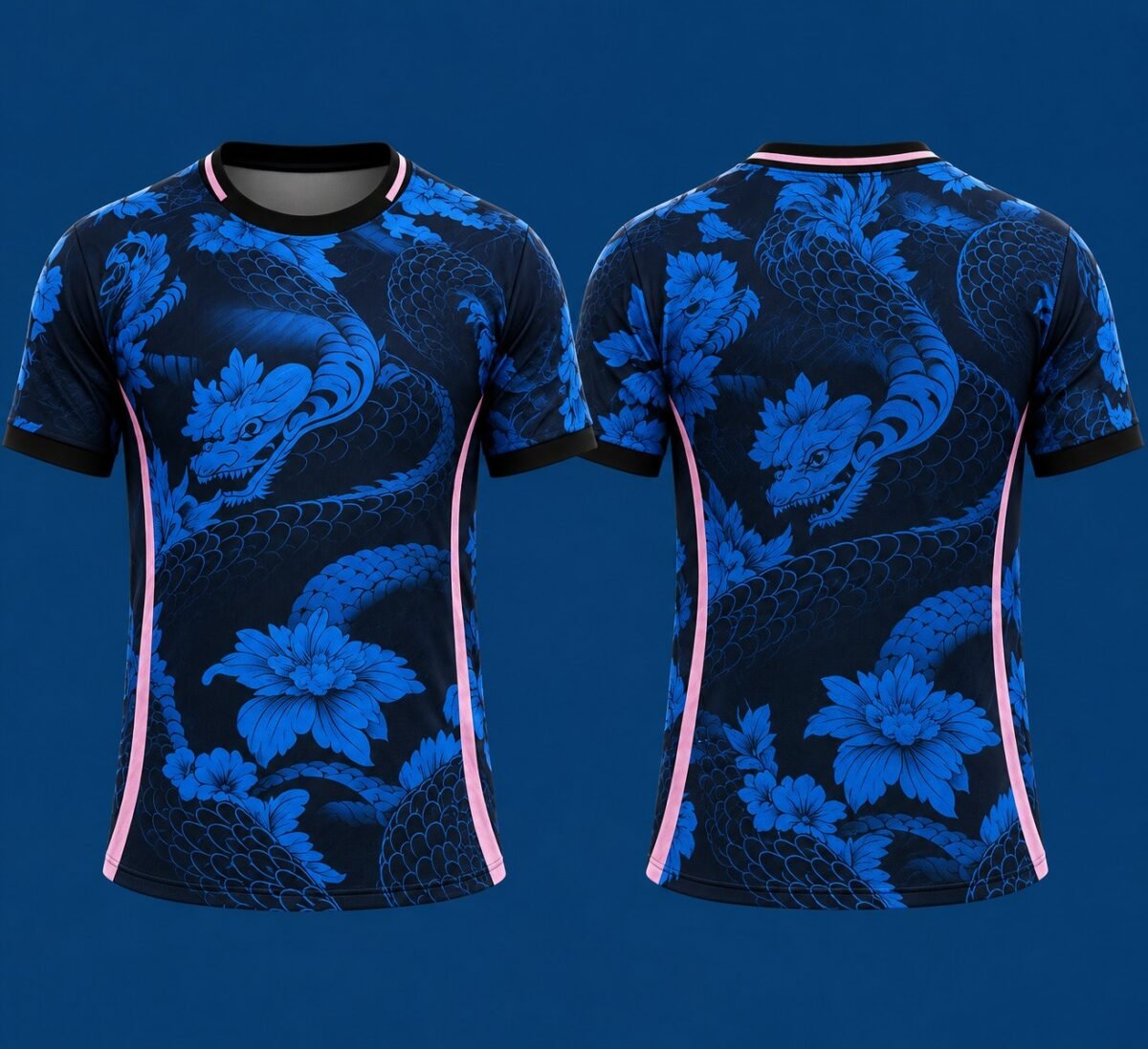 BLUE DRAGON BLOSSOM CUSTOM FOOTBALL JERSEY | JAPANESE-INSPIRED SPORTS JERSEY 1 Blue Dragon Blossom Custom Football Jersey | Japanese-Inspired Sports Jersey